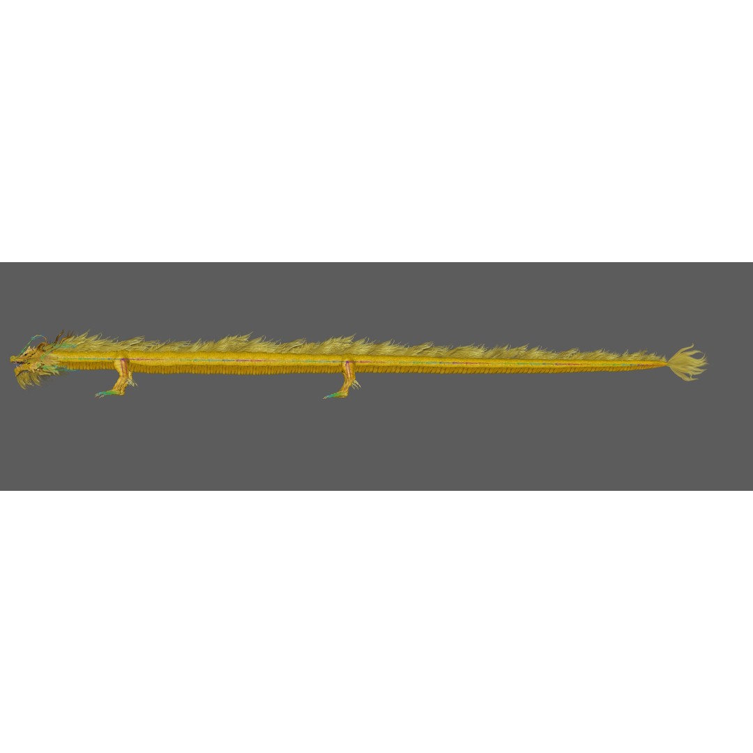 Golden Chinese Dragon 3D Model – Rigged Fantasy Creature, FBX, OBJ - View 17