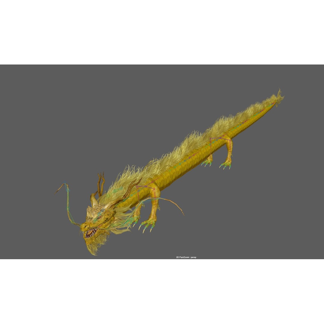 Golden Chinese Dragon 3D Model – Rigged Fantasy Creature, FBX, OBJ - View 21