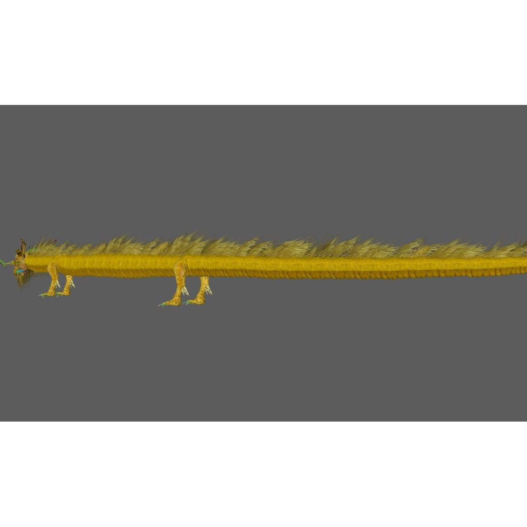 Golden Chinese Dragon 3D Model – Rigged Fantasy Creature, FBX, OBJ - View 22