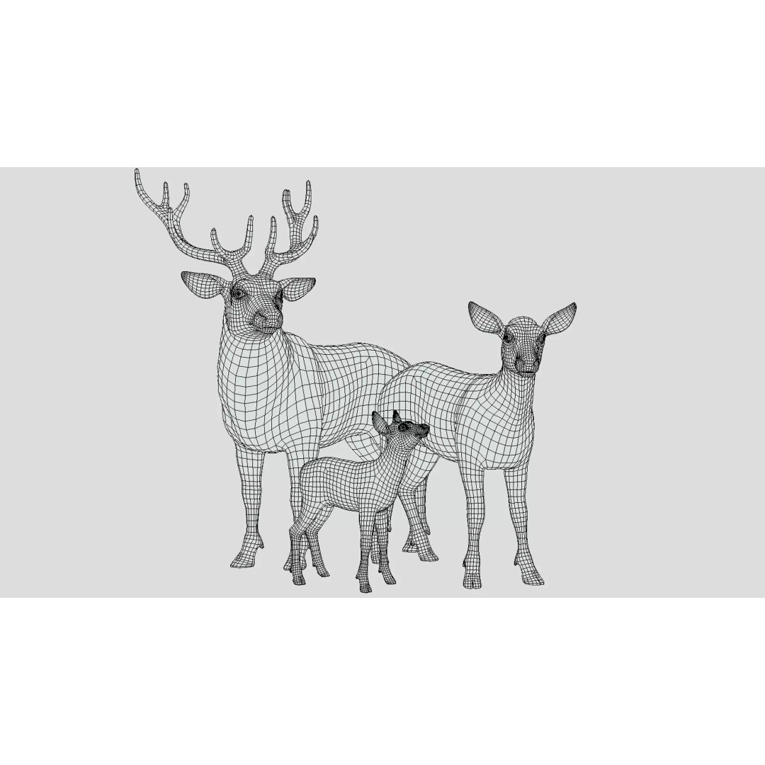 Cartoon Red Deer 3D Model – Low Poly Rigged Animal with Animations