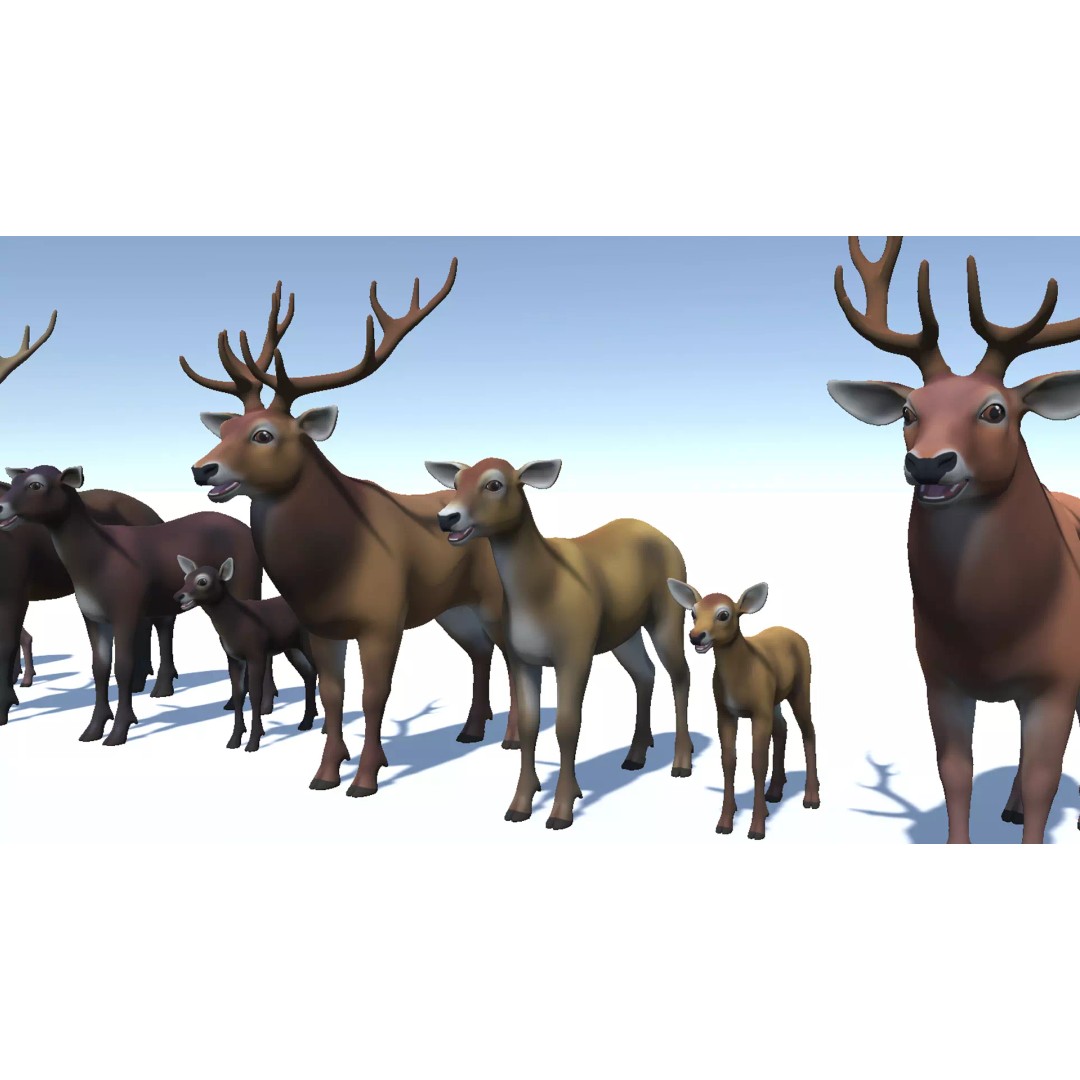 Cartoon Red Deer 3D Model – Low Poly Rigged Animal with Animations - View 10