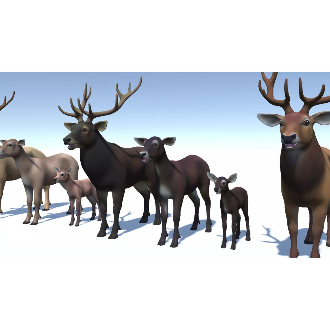 Cartoon Red Deer 3D Model – Low Poly Rigged Animal with Animations - View 11