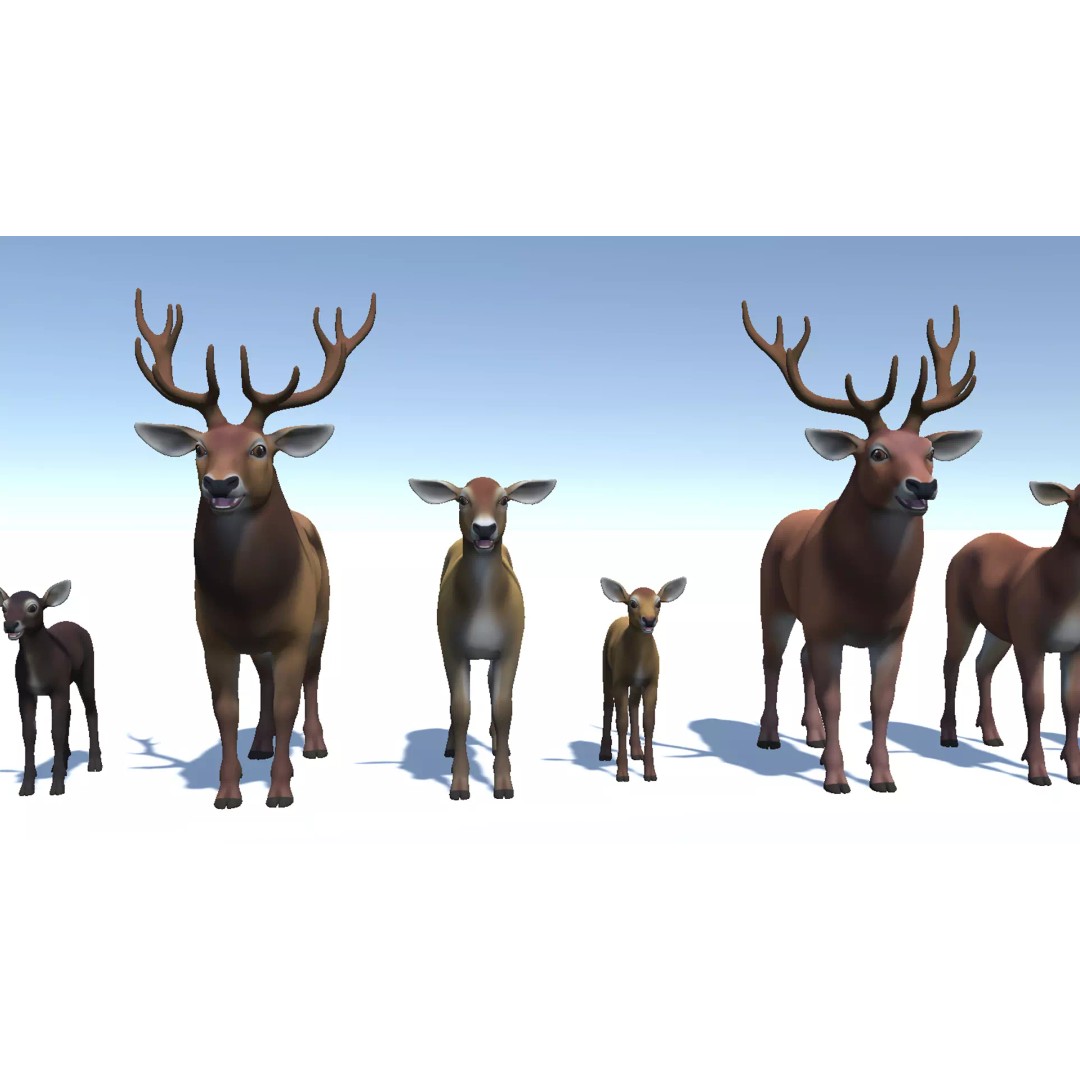 Cartoon Red Deer 3D Model – Low Poly Rigged Animal with Animations - View 13