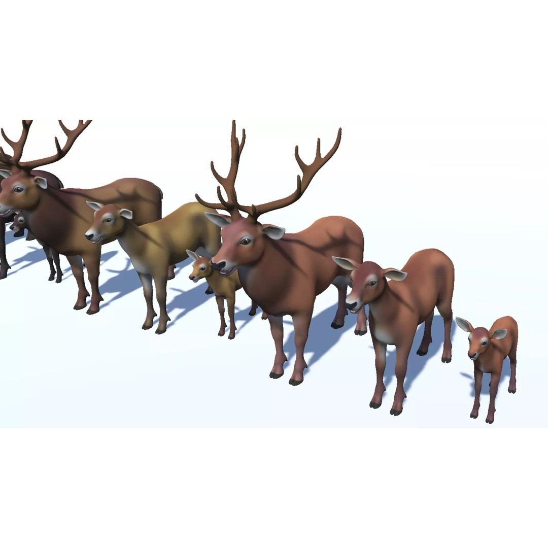 Cartoon Red Deer 3D Model – Low Poly Rigged Animal with Animations - View 14