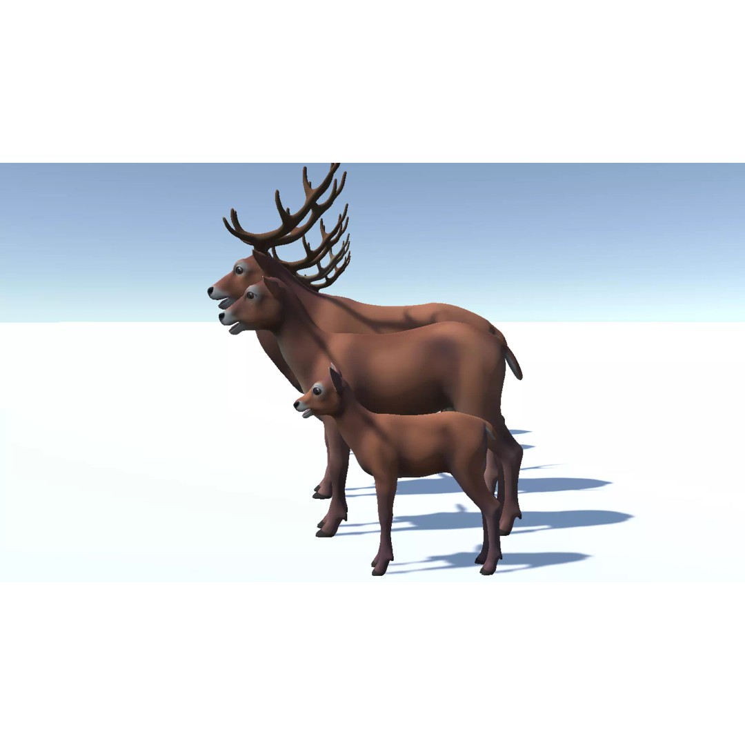 Cartoon Red Deer 3D Model – Low Poly Rigged Animal with Animations - View 15