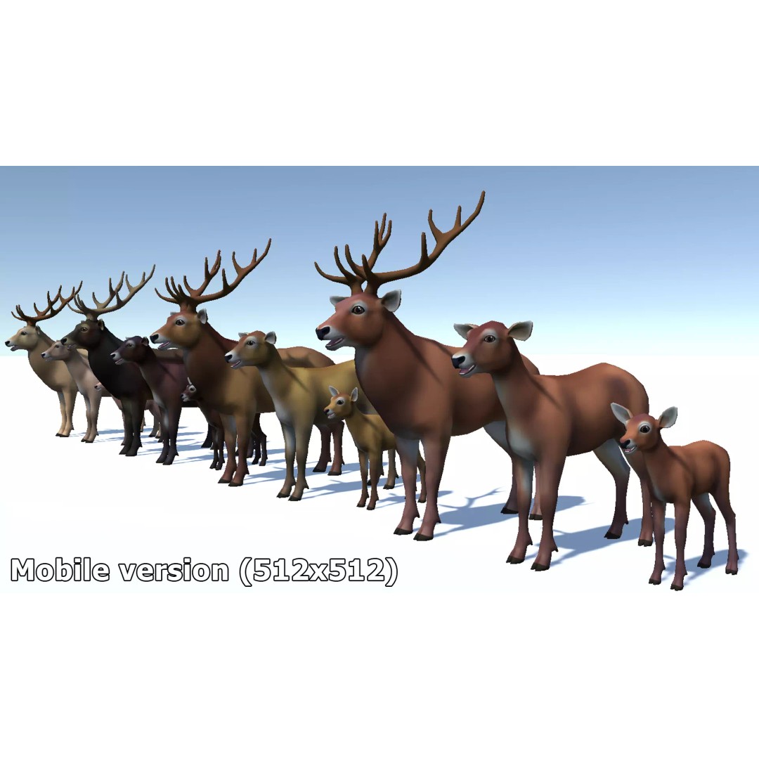 Cartoon Red Deer 3D Model – Low Poly Rigged Animal with Animations - View 17