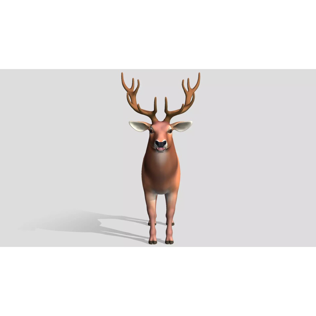 Cartoon Red Deer 3D Model – Low Poly Rigged Animal with Animations - View 5
