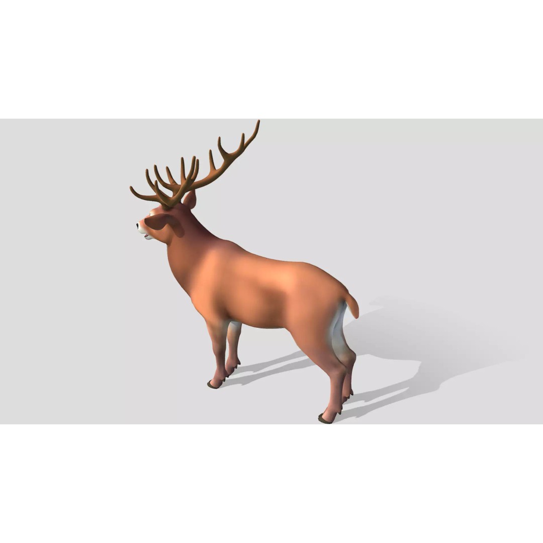 Cartoon Red Deer 3D Model – Low Poly Rigged Animal with Animations - View 7