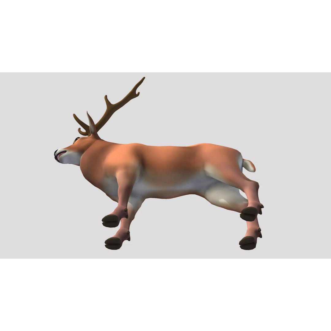 Cartoon Red Deer 3D Model – Low Poly Rigged Animal with Animations - View 8