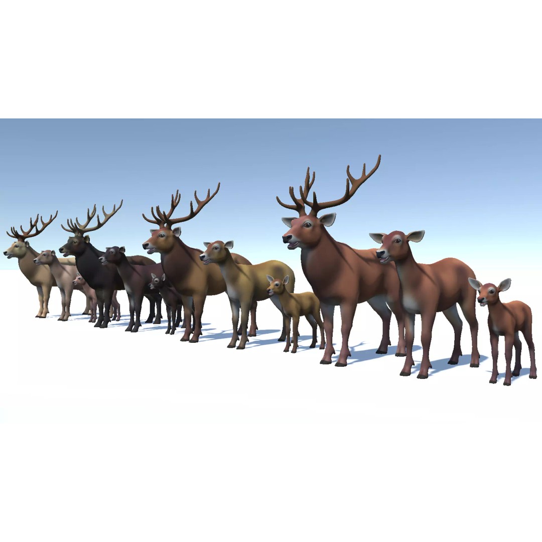 Cartoon Red Deer 3D Model – Low Poly Rigged Animal with Animations - View 9