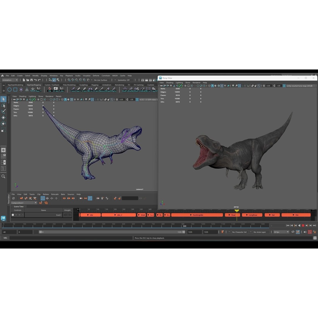 Tyrannosaurus Rex 3D Model – Low Poly Rigged Dinosaur, FBX & OBJ - View 24