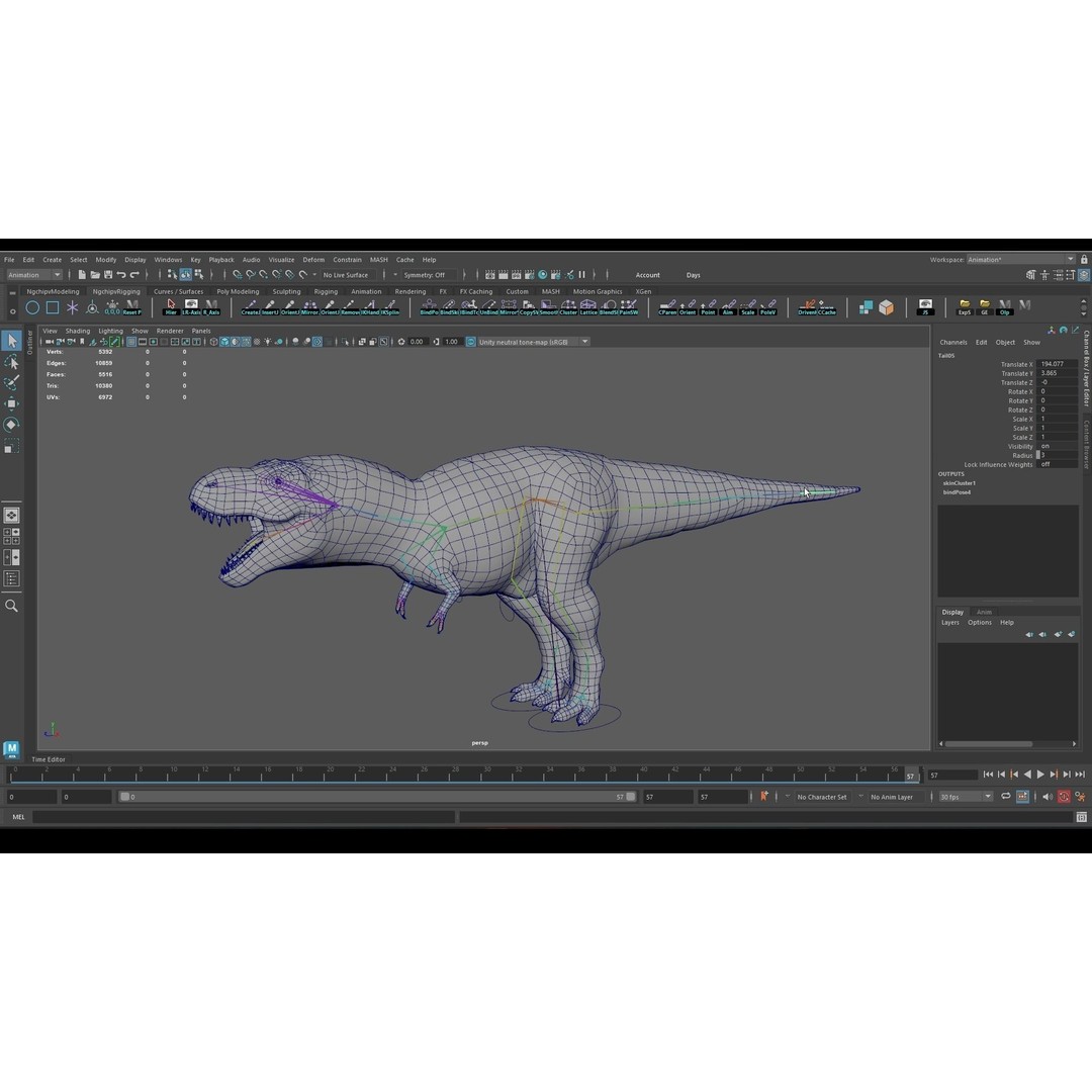 Tyrannosaurus Rex 3D Model – Low Poly Rigged Dinosaur, FBX & OBJ - View 9