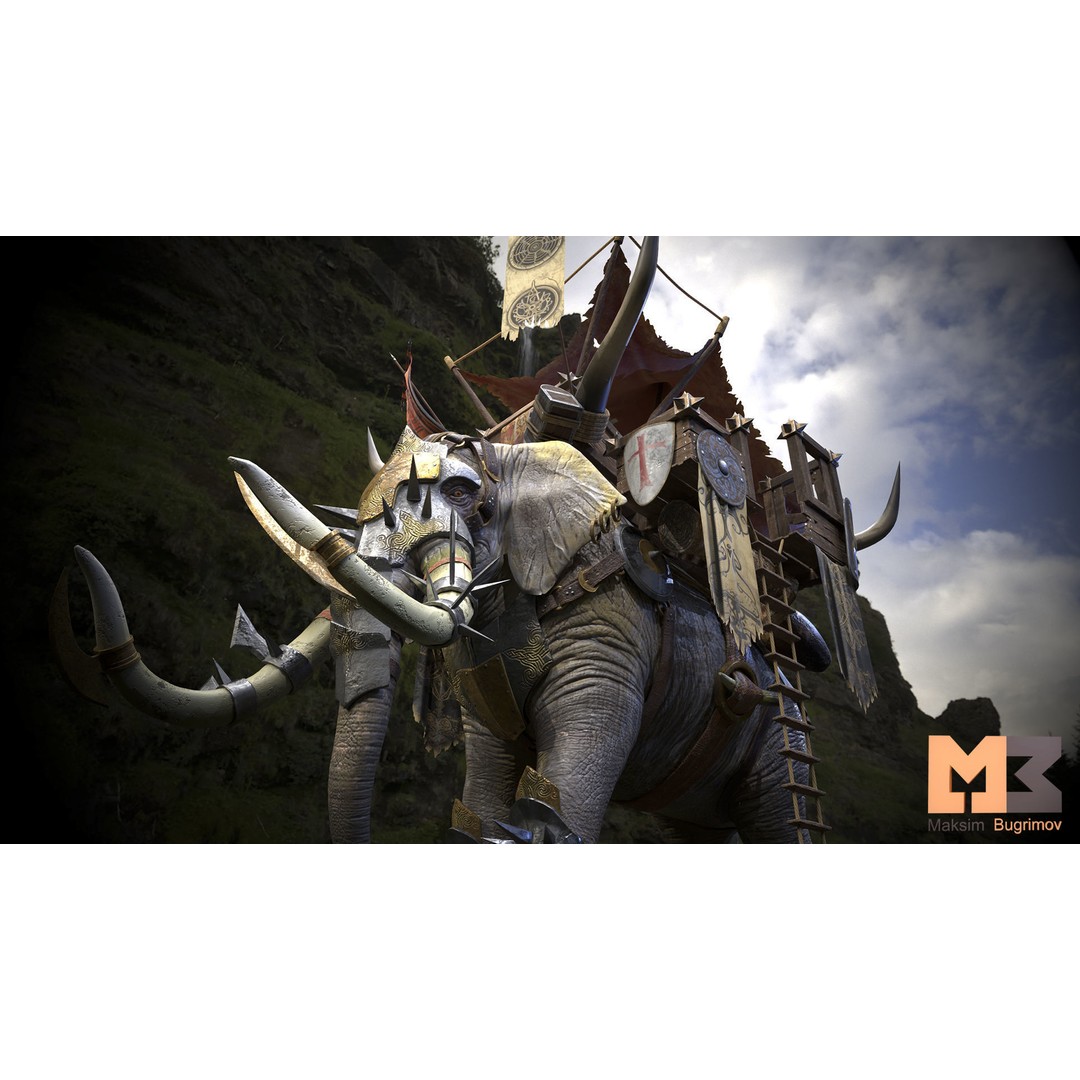 Fantasy Elephant 3D Model – Low Poly Rigged Character with Animations - View 10