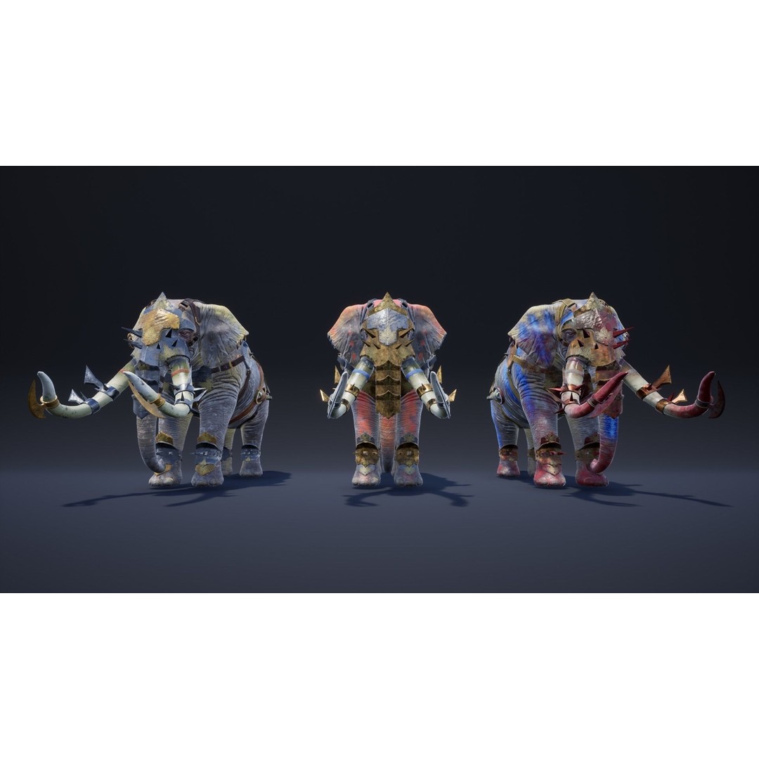 Fantasy Elephant 3D Model – Low Poly Rigged Character with Animations - View 16