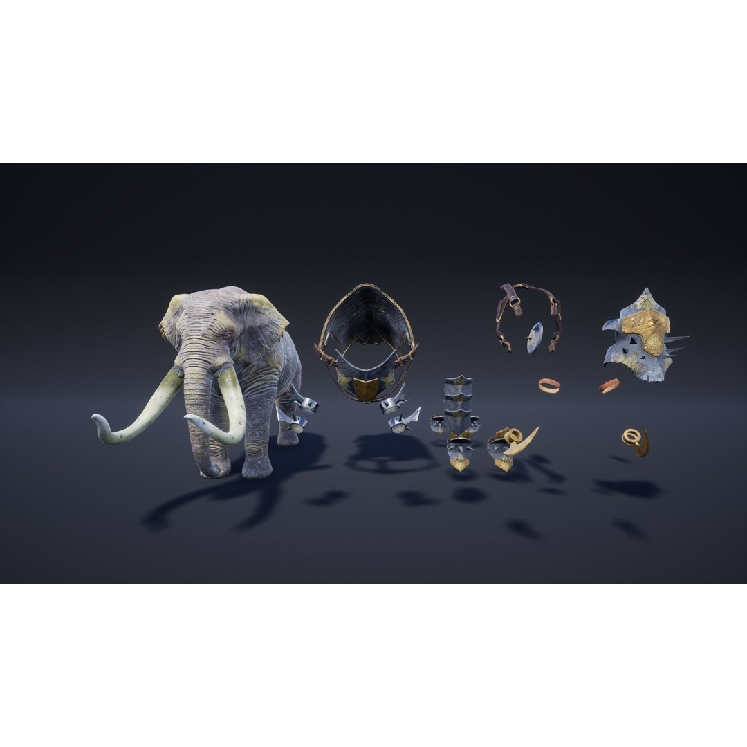 Fantasy Elephant 3D Model – Low Poly Rigged Character with Animations - View 17
