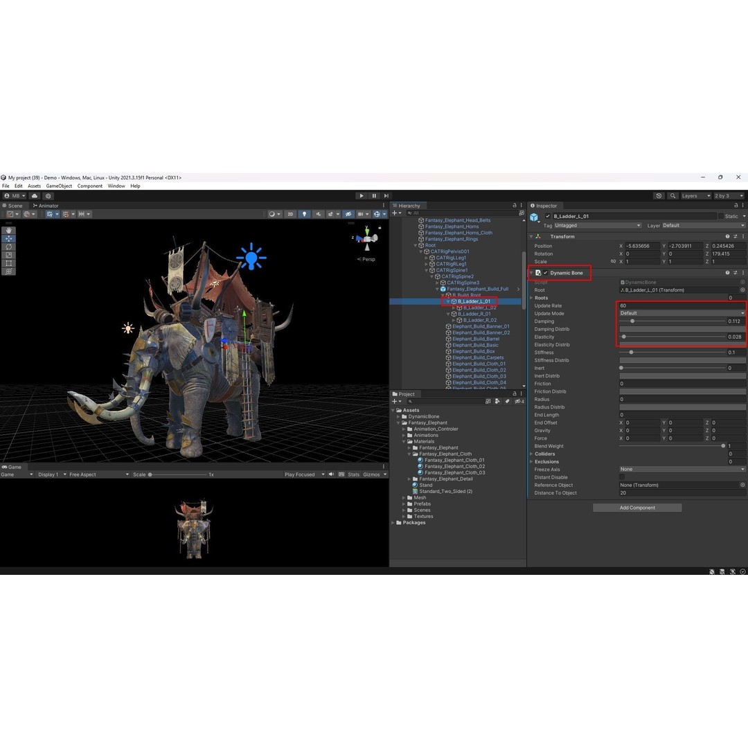 Fantasy Elephant 3D Model – Low Poly Rigged Character with Animations - View 3