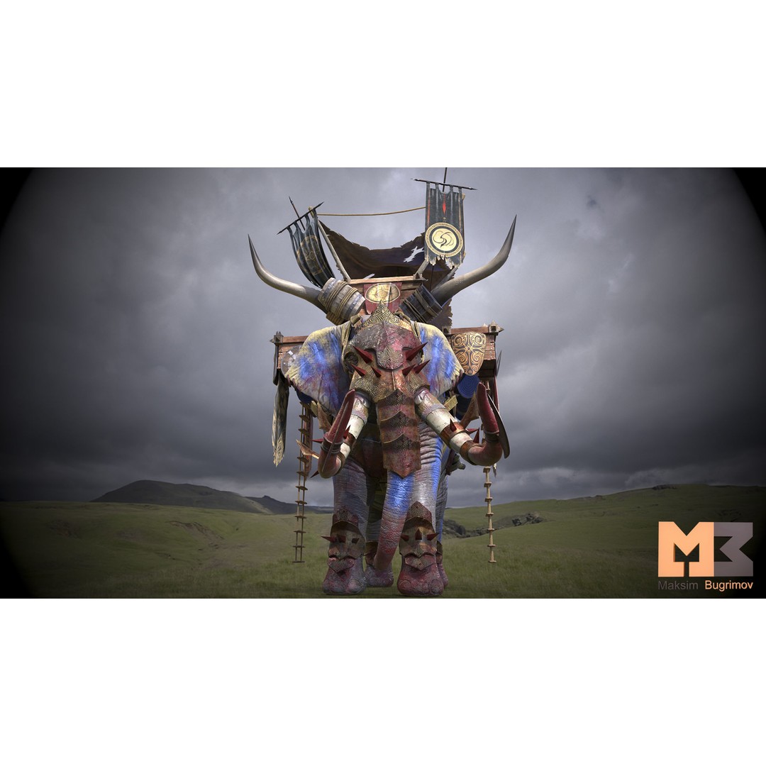 Fantasy Elephant 3D Model – Low Poly Rigged Character with Animations - View 7