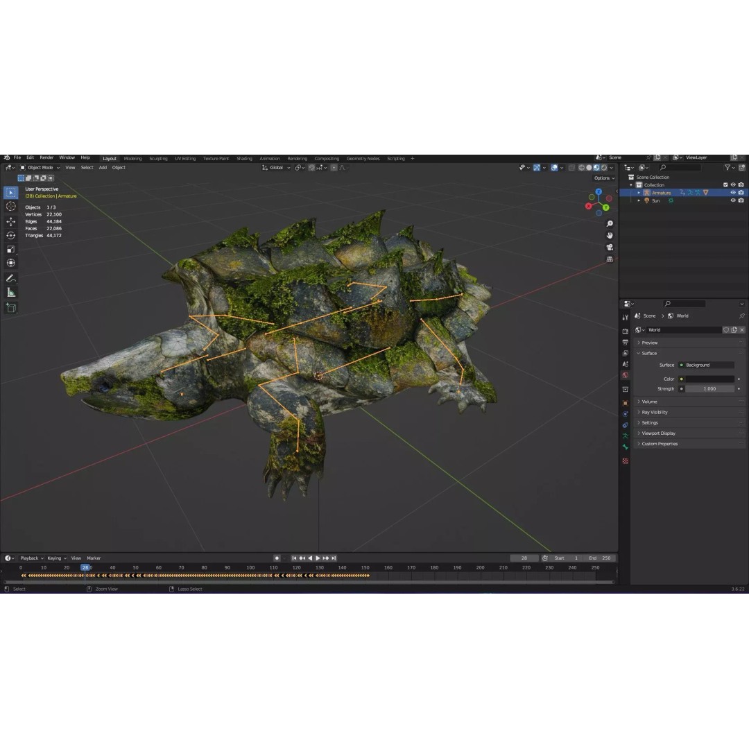 Alligator Turtle 3D Model – Rigged PBR Asset for Animation, FBX - View 15