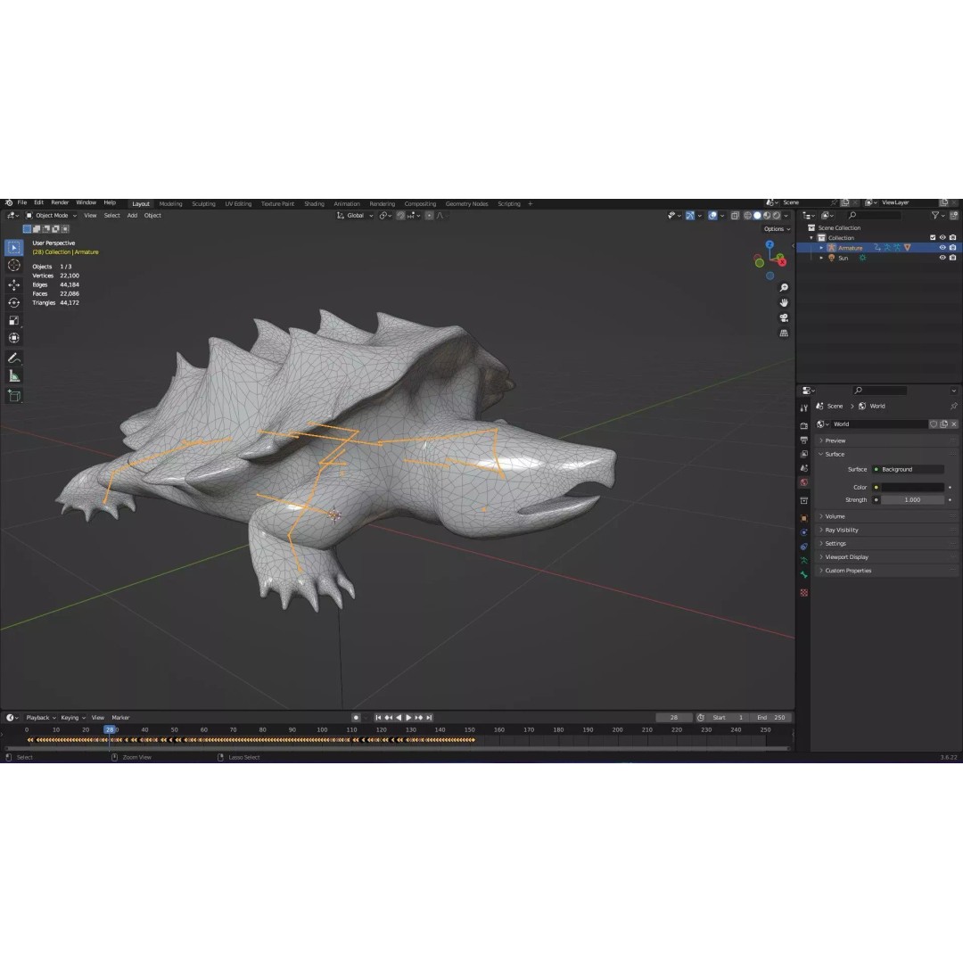 Alligator Turtle 3D Model – Rigged PBR Asset for Animation, FBX - View 16