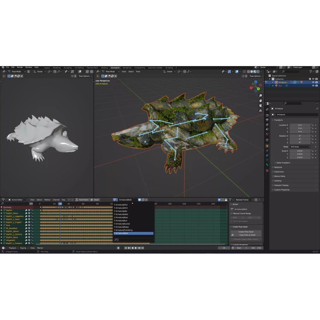 Alligator Turtle 3D Model – Rigged PBR Asset for Animation, FBX - View 18