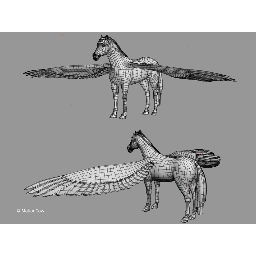 Black Pegasus 3D Model – Realistic Rigged Character with Animation - View 16