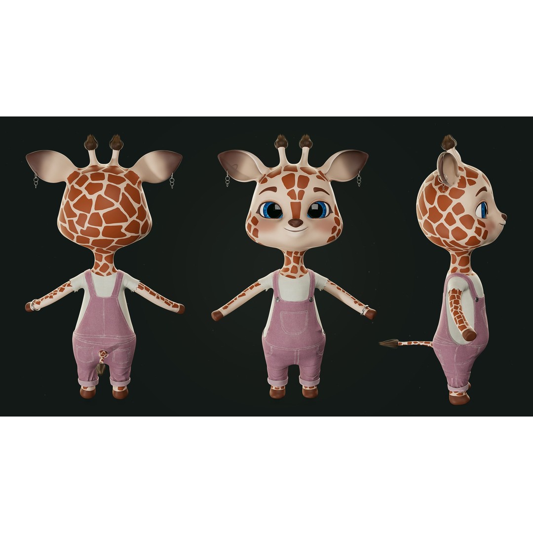 Giraffe Molly 3D Model – Low Poly Game-Ready Character, FBX - View 11
