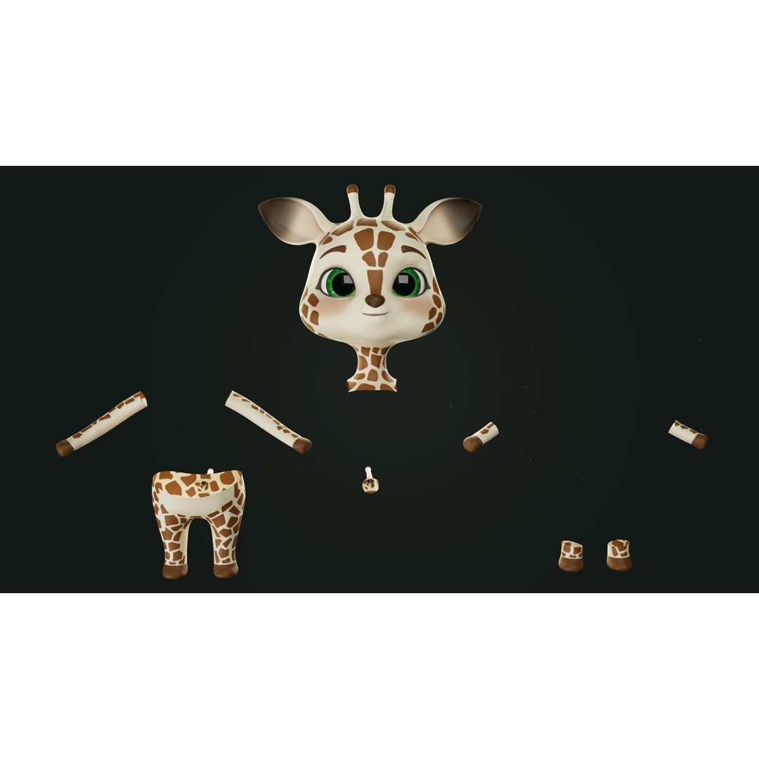 Giraffe Molly 3D Model – Low Poly Game-Ready Character, FBX - View 18