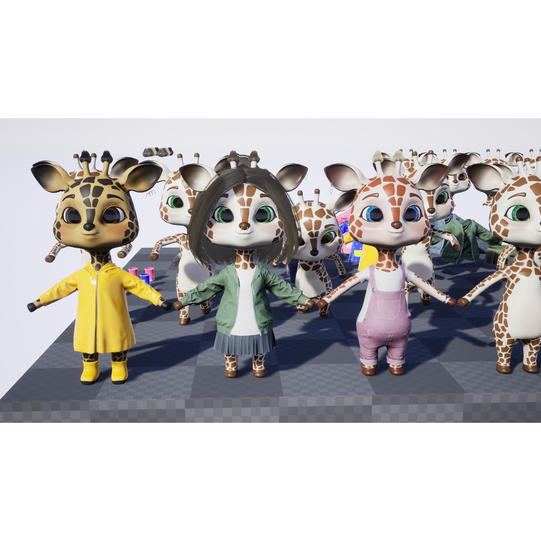 Giraffe Molly 3D Model – Low Poly Game-Ready Character, FBX - View 21