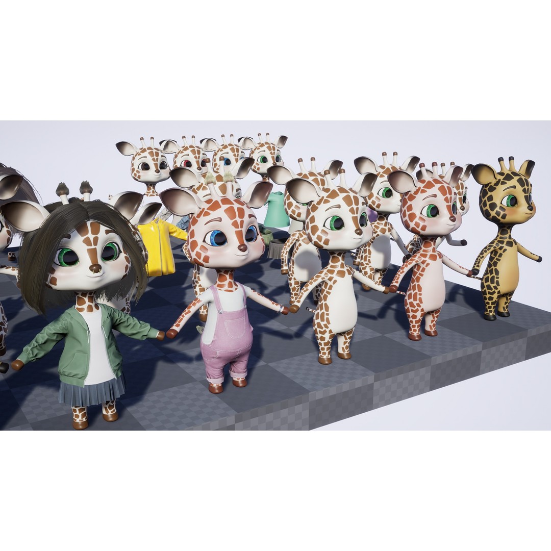 Giraffe Molly 3D Model – Low Poly Game-Ready Character, FBX - View 22