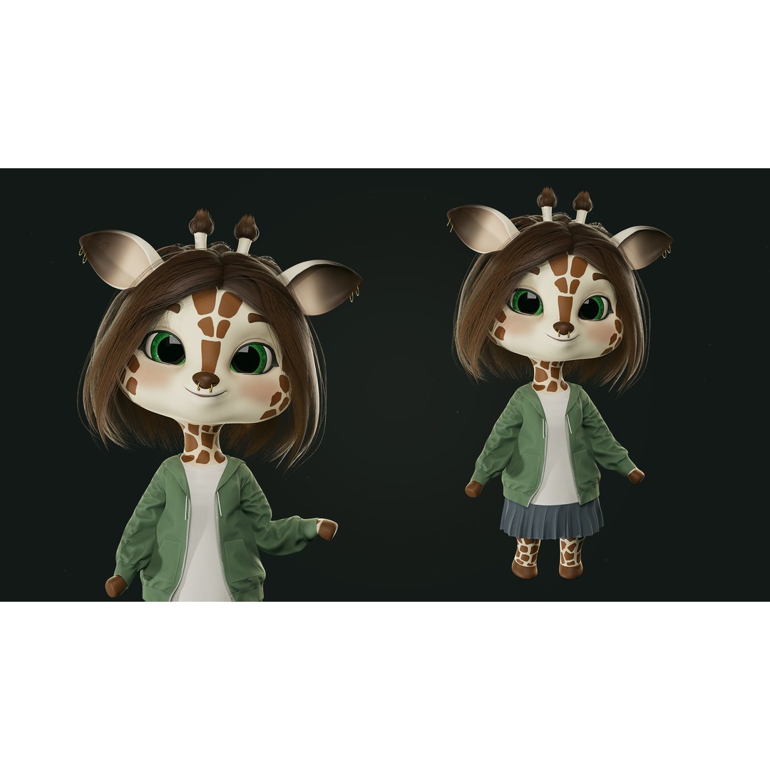 Giraffe Molly 3D Model – Low Poly Game-Ready Character, FBX - View 3
