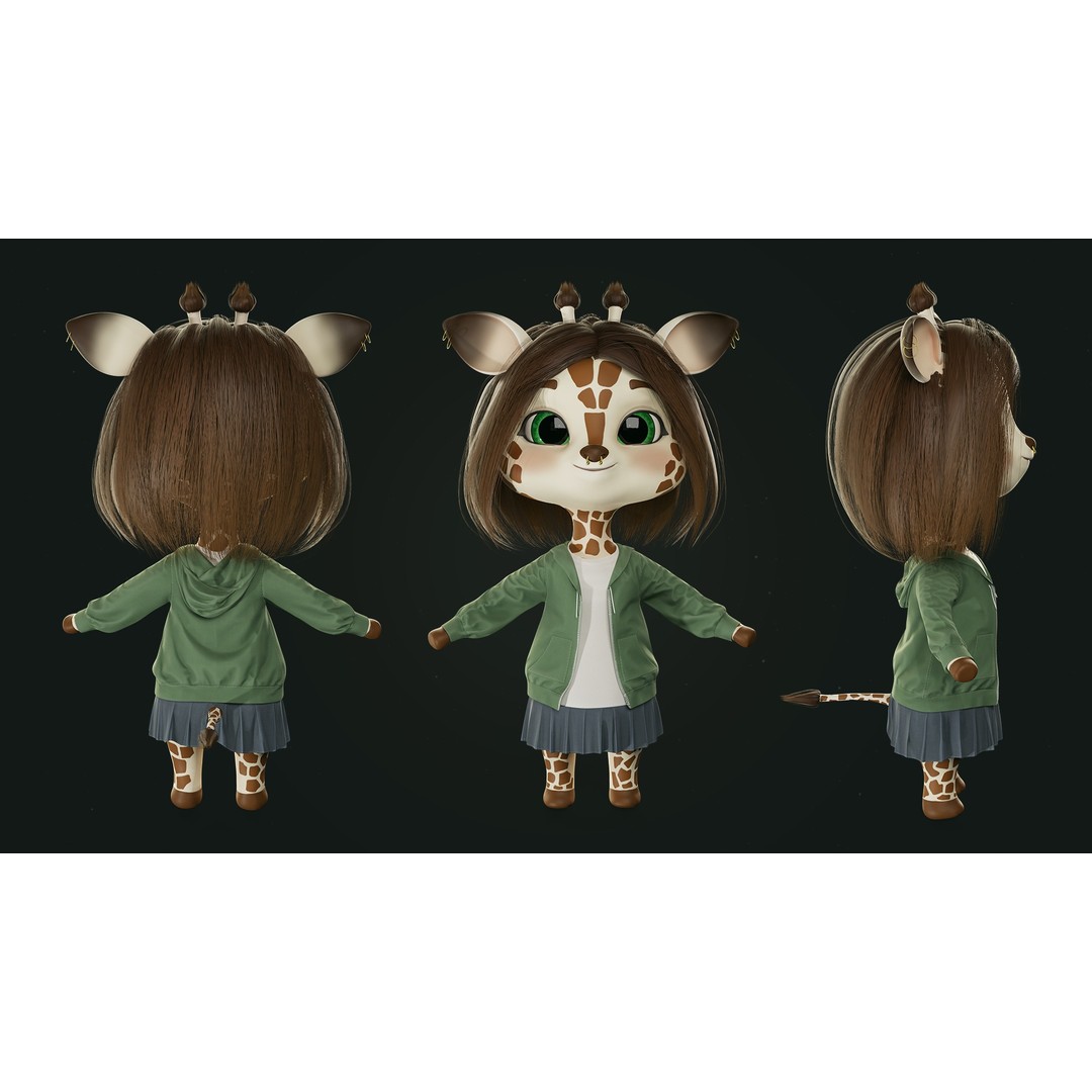 Giraffe Molly 3D Model – Low Poly Game-Ready Character, FBX - View 7