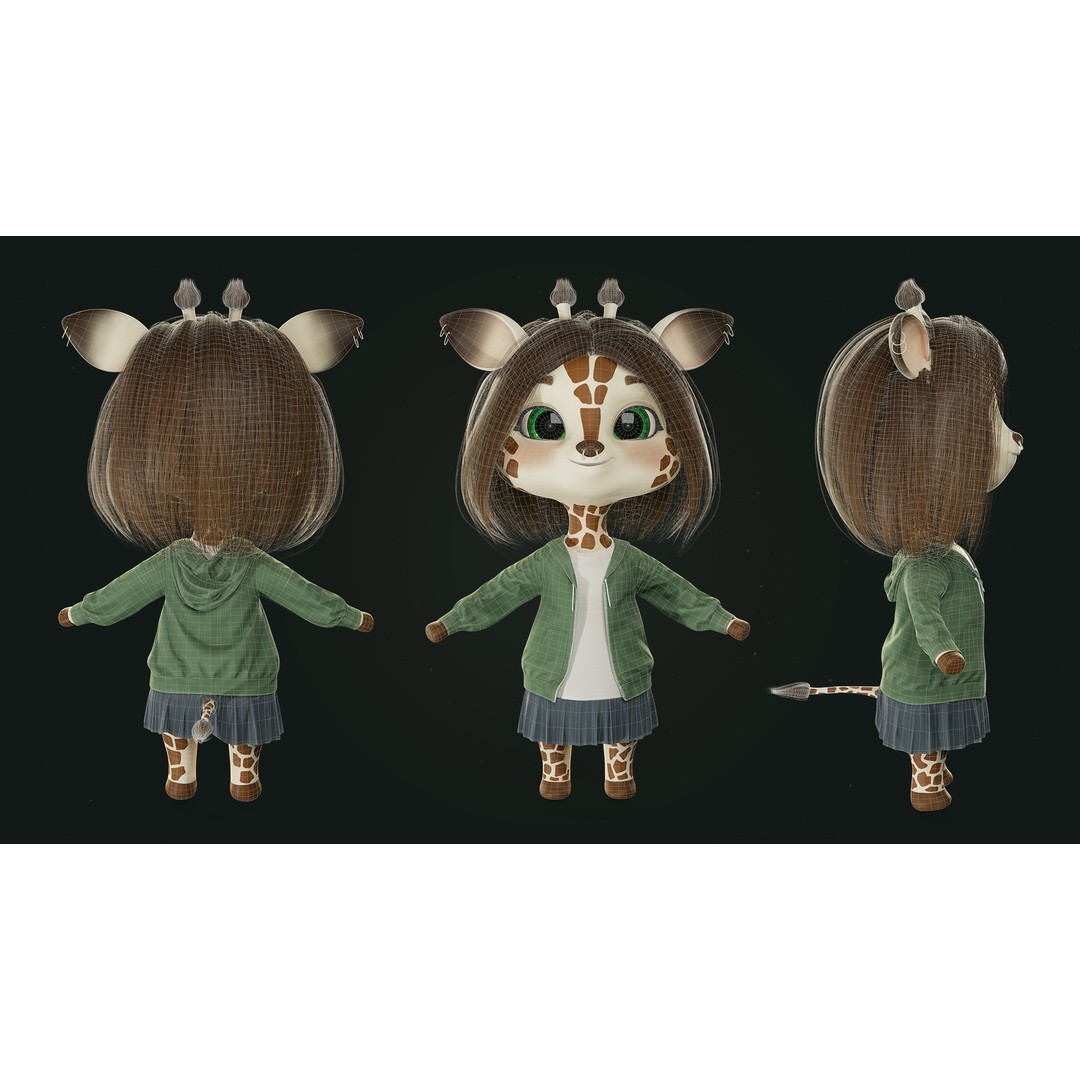 Giraffe Molly 3D Model – Low Poly Game-Ready Character, FBX - View 8