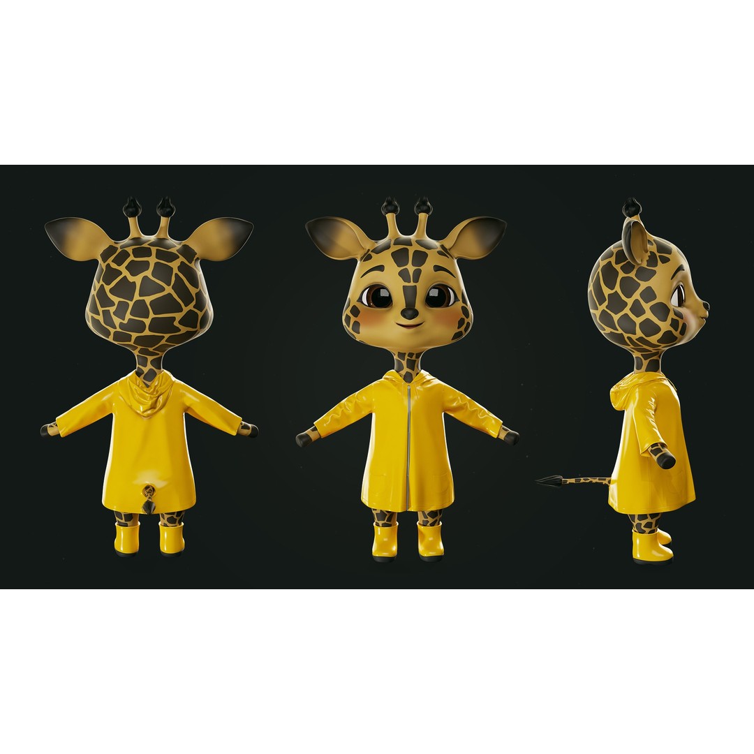 Giraffe Molly 3D Model – Low Poly Game-Ready Character, FBX - View 9