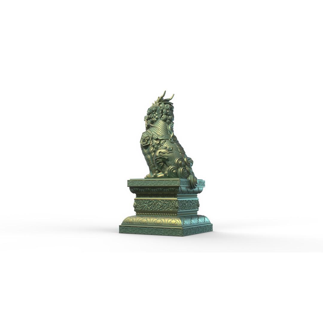 Qilin 3D Model – Detailed Chinese Mythical Statue, FBX & OBJ - View 15