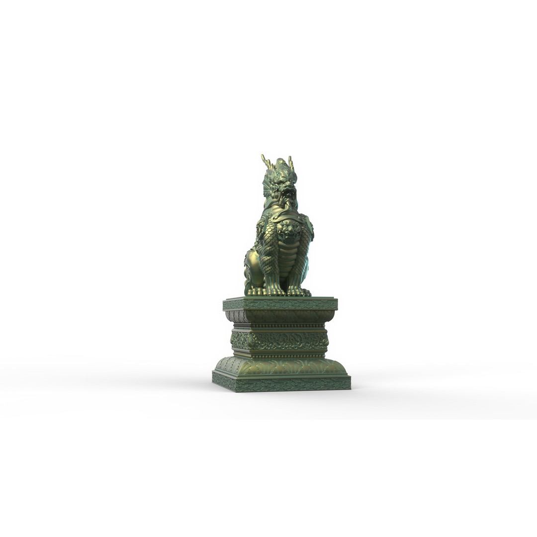 Qilin 3D Model – Detailed Chinese Mythical Statue, FBX & OBJ - View 17