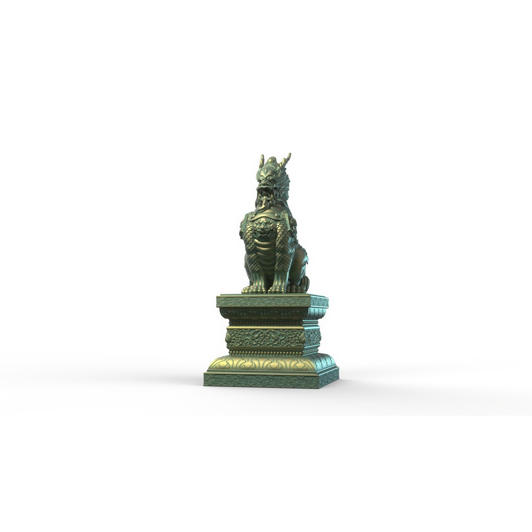 Qilin 3D Model – Detailed Chinese Mythical Statue, FBX & OBJ - View 20
