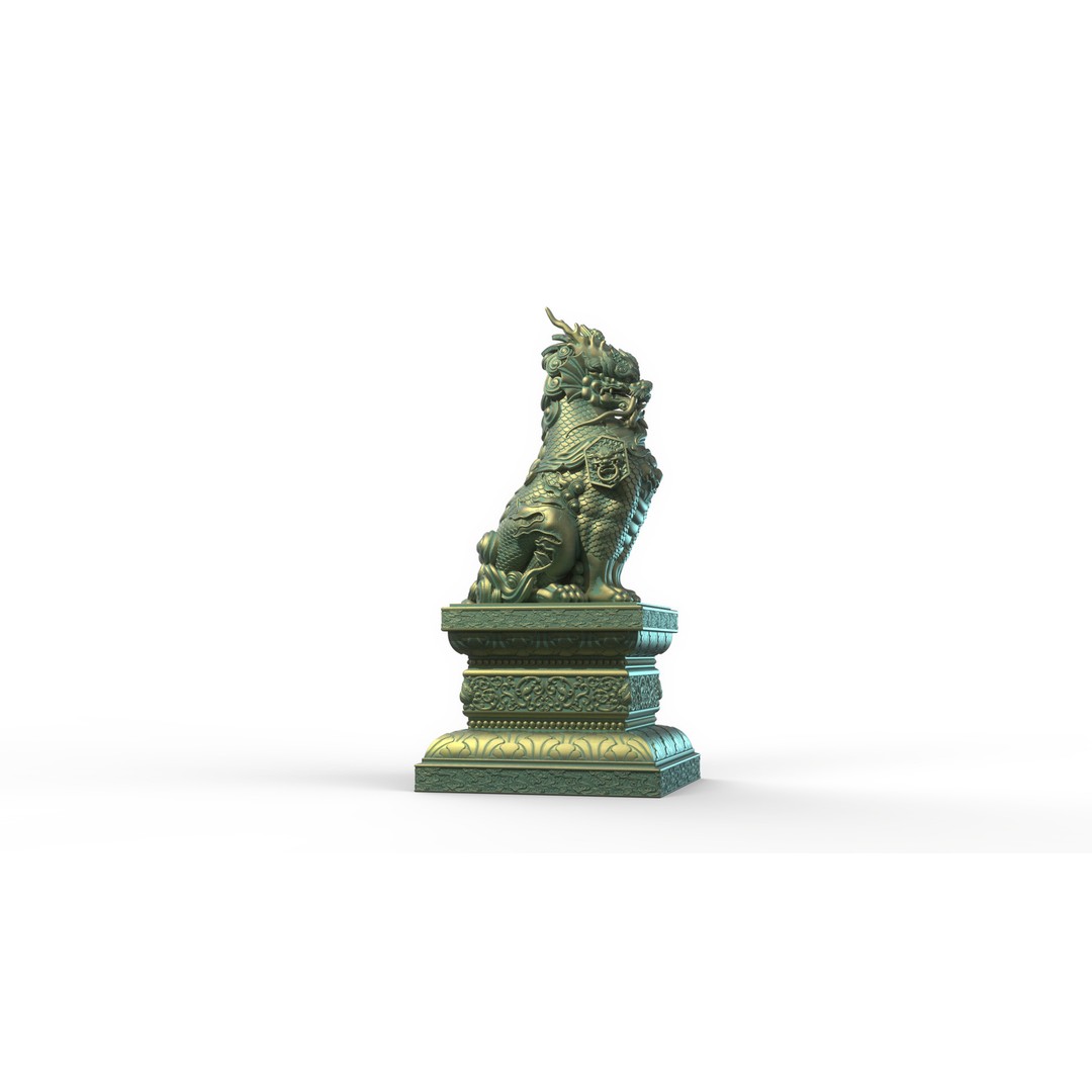 Qilin 3D Model – Detailed Chinese Mythical Statue, FBX & OBJ - View 23