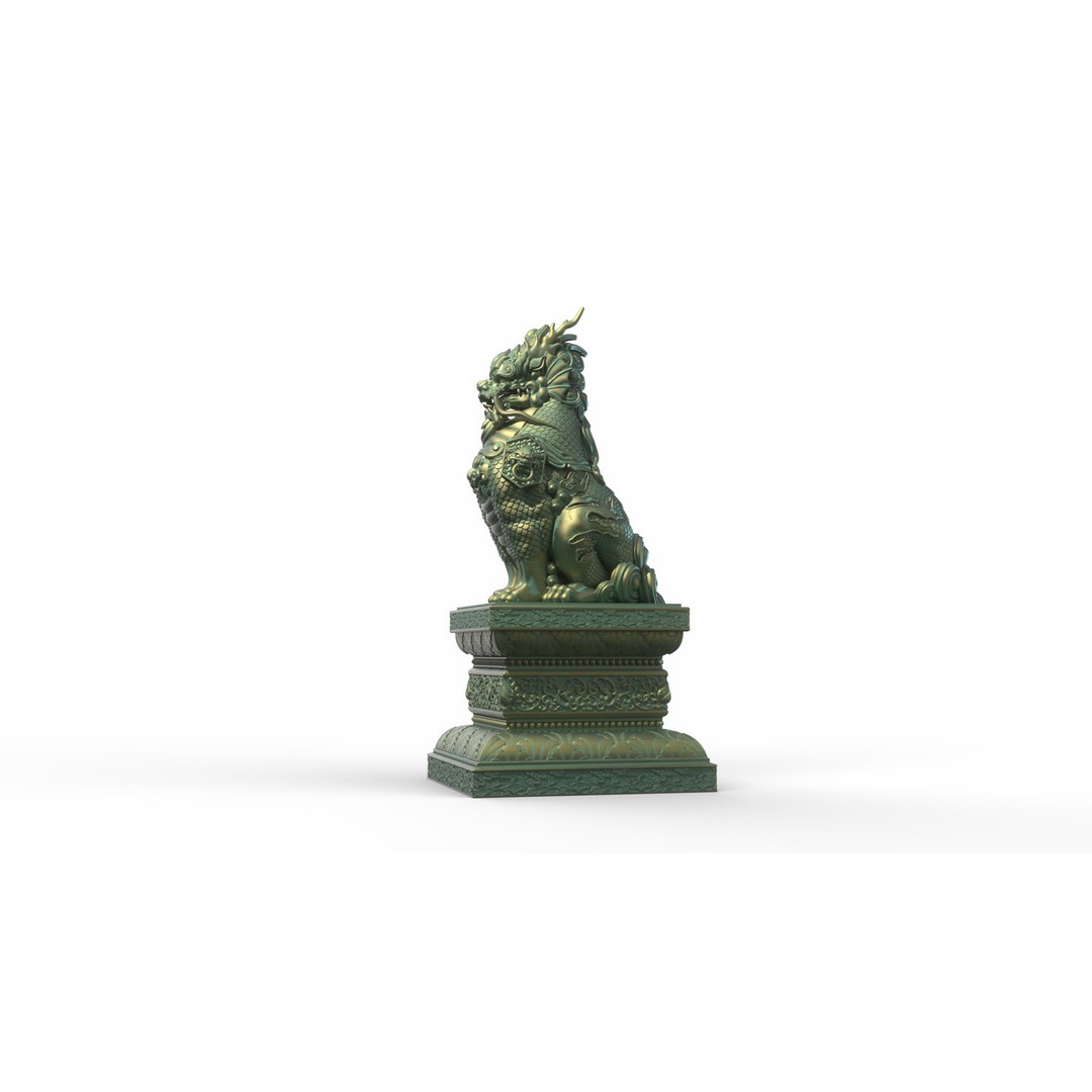 Qilin 3D Model – Detailed Chinese Mythical Statue, FBX & OBJ - View 24