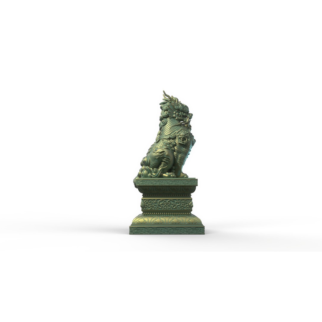 Qilin 3D Model – Detailed Chinese Mythical Statue, FBX & OBJ - View 27