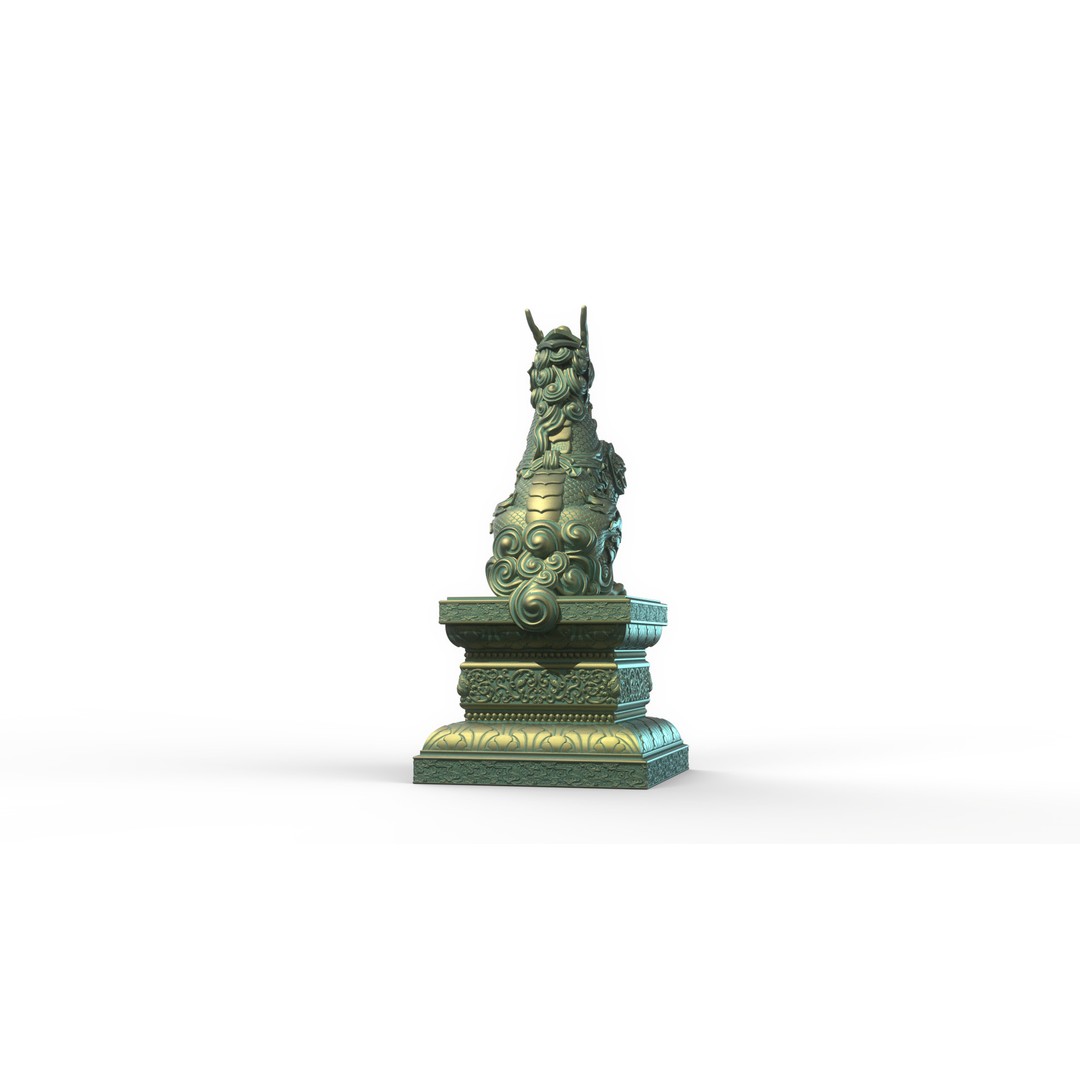 Qilin 3D Model – Detailed Chinese Mythical Statue, FBX & OBJ - View 28
