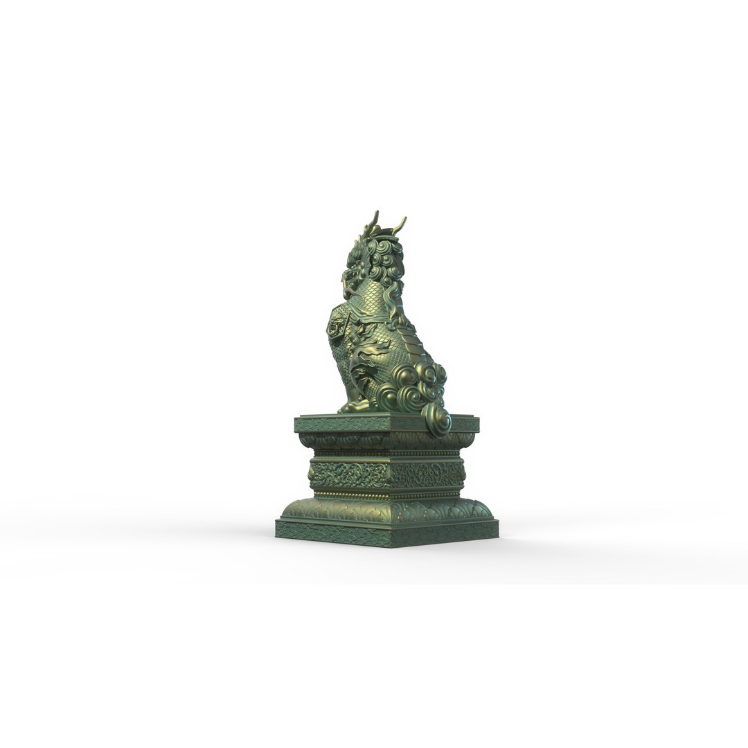 Qilin 3D Model – Detailed Chinese Mythical Statue, FBX & OBJ - View 8