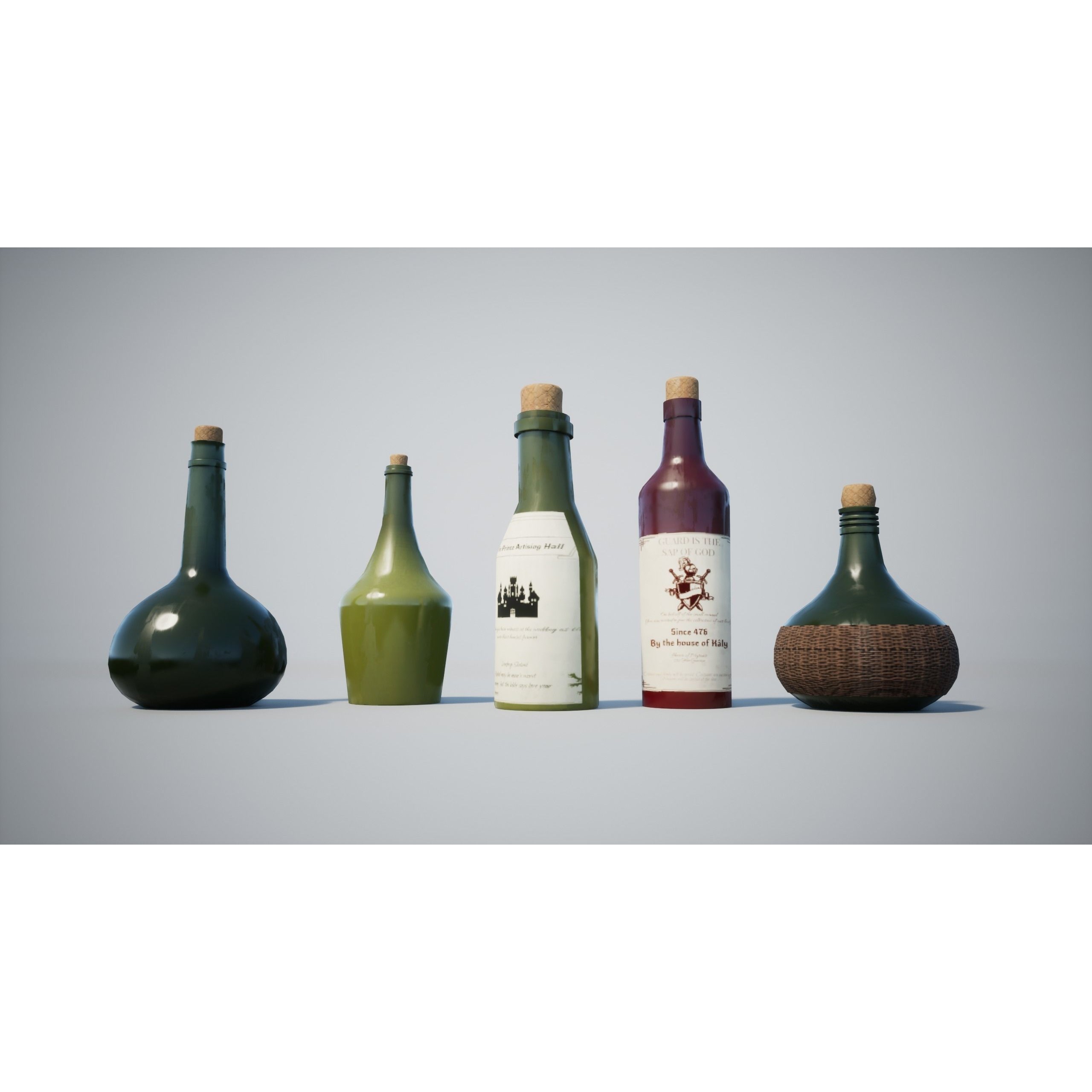 Medieval Bottle - Low-Poly Game-Ready 3D Model - View 6