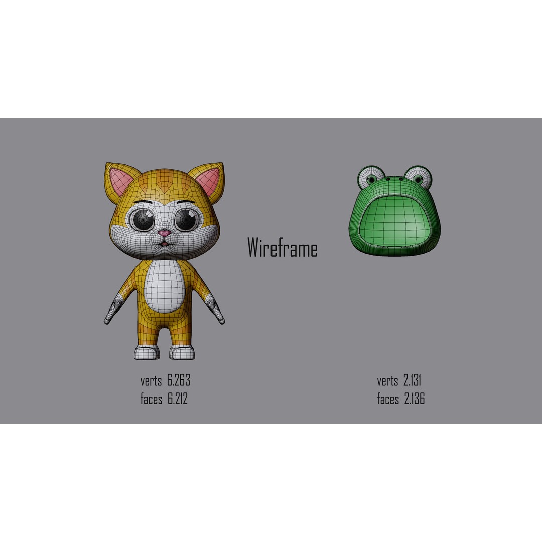Cartoon Kittens 3D Model – Low Poly Rigged Characters, FBX, OBJ - View 9
