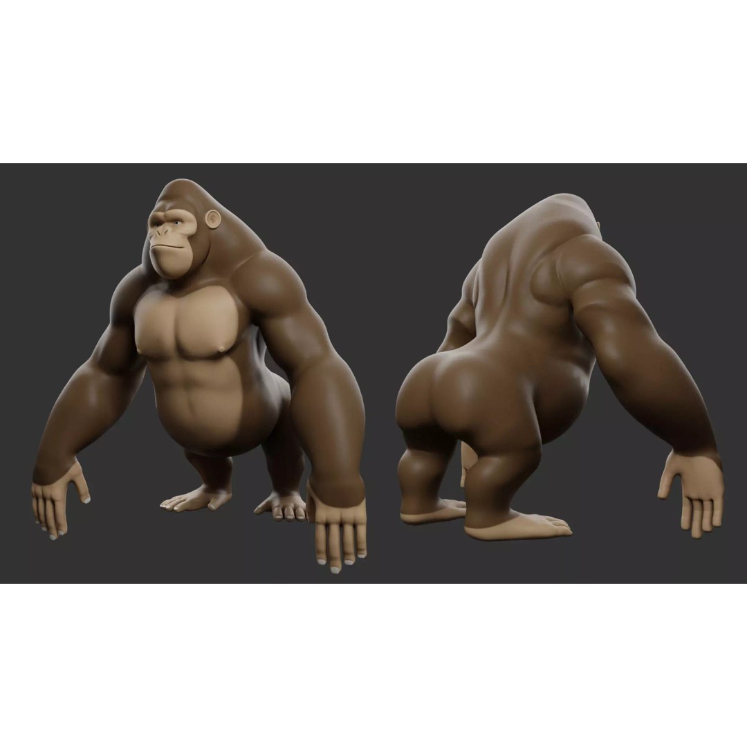 Gorilla 3D Model – Cartoon Low-Poly Game Asset, FBX, Blender - View 7