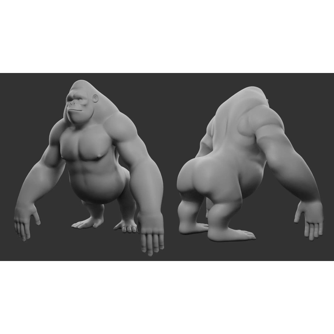 Gorilla 3D Model – Cartoon Low-Poly Game Asset, FBX, Blender - View 8