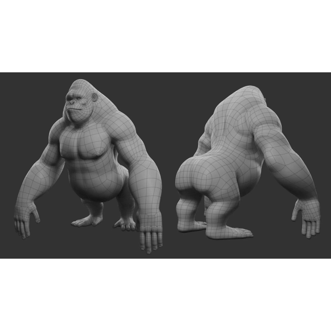 Gorilla 3D Model – Cartoon Low-Poly Game Asset, FBX, Blender - View 9