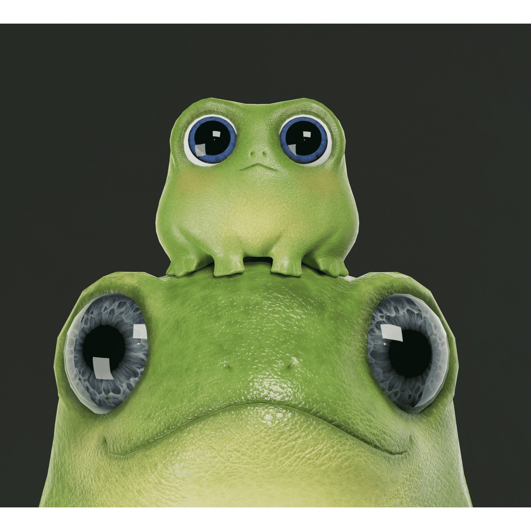 Cute Frog 3D Model – Low Poly Game Ready Character, FBX - View 10