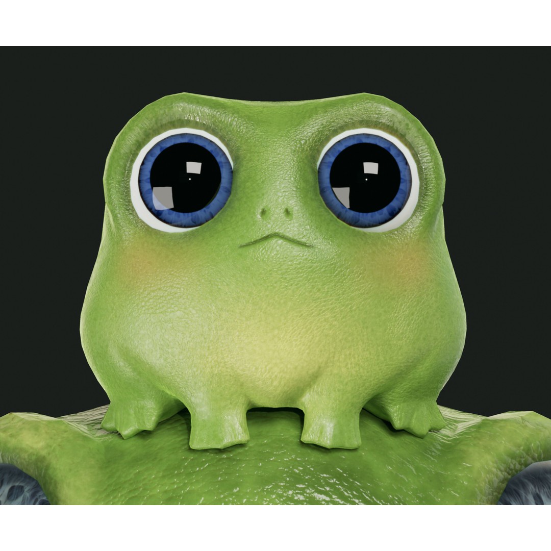Cute Frog 3D Model – Low Poly Game Ready Character, FBX - View 11