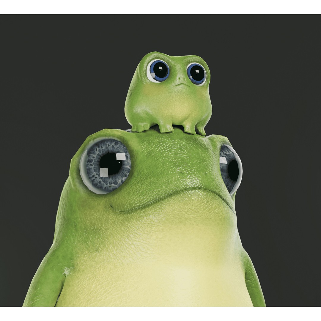 Cute Frog 3D Model – Low Poly Game Ready Character, FBX - View 13