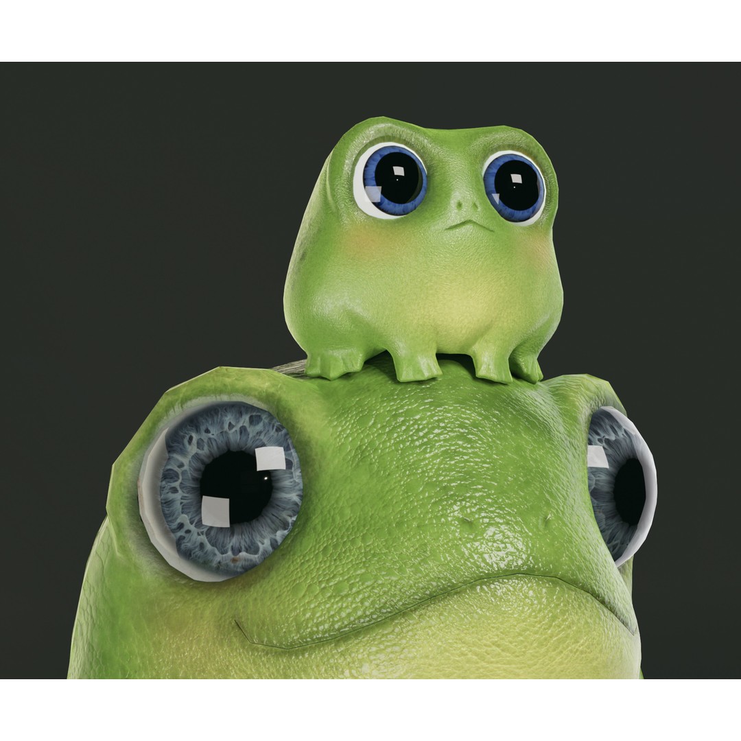 Cute Frog 3D Model – Low Poly Game Ready Character, FBX - View 14
